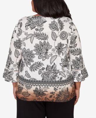 Plus Size Seville Ombre Floral Crew Neck Top
