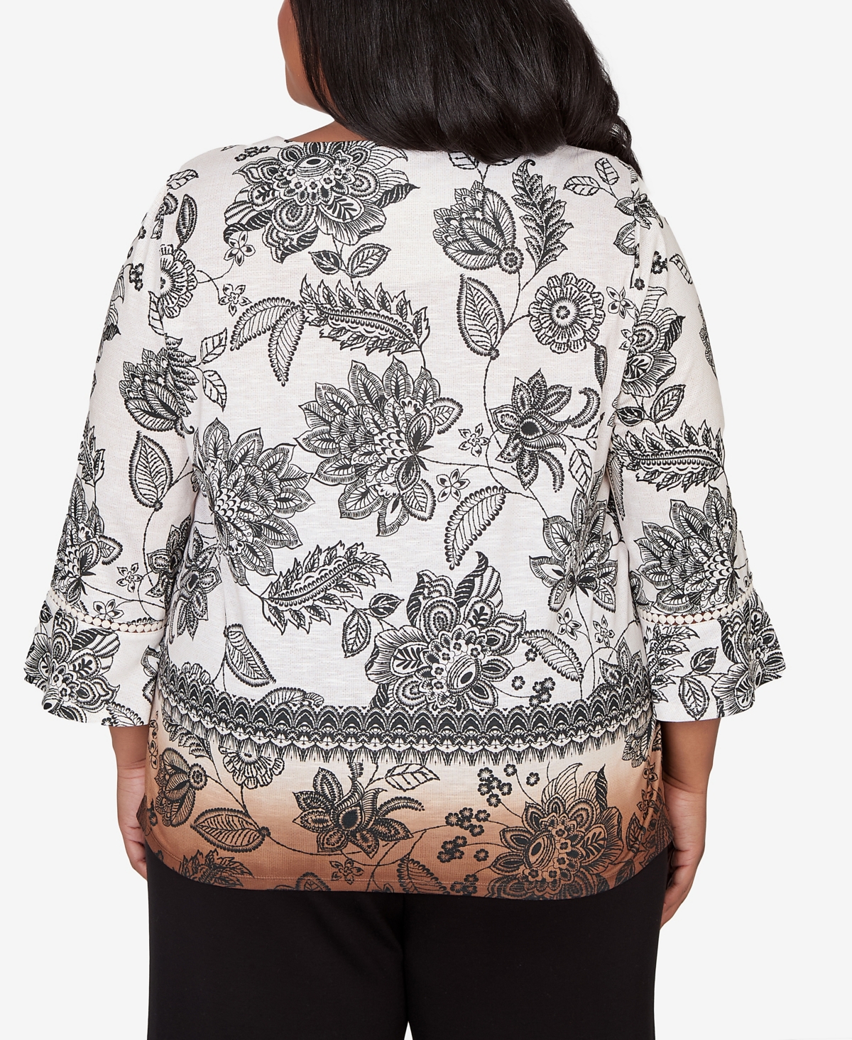 Alfred Dunner Plus Seville Ombre Floral Crew Neck Top