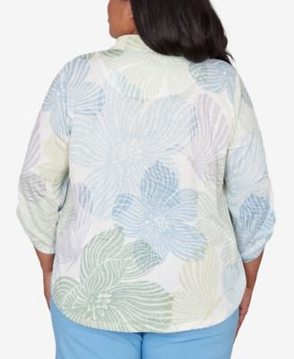 Plus Size St. Augustine Pastel Floral Print Button Down Shirt