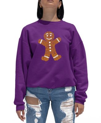 Women's Gingerbread Word Art Crew Neck Sweatshirt