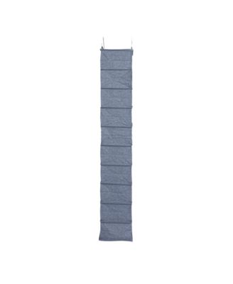 Hanging Narrow Cotton Blend and Plastic Closet Organizer with 10 Storage Shelves, Denim