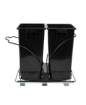 Glidez Steel Pull-Out Double 9 Gallon Plastic Trash Cans, Black