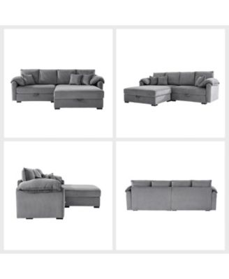 Brandee 2 - Piece Reversible Corduroy Sectional Sofa Chaise with Storage