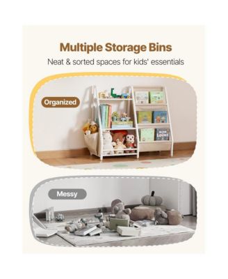 Kids Toy Storage Organizer with 7 Cubbies and Fabric Bags