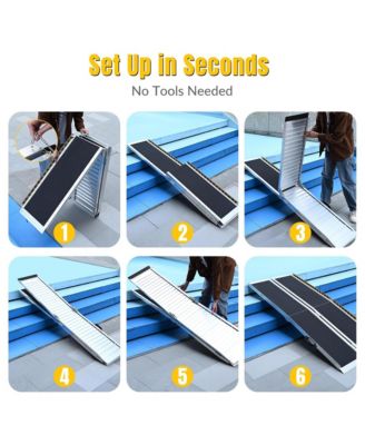 Portable Wheelchair Ramp Aluminum 5FT Folding Anti-slip 600LBS Capacity for Threshold Doorways