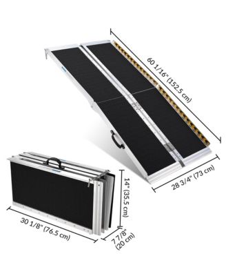 Portable Wheelchair Ramp Aluminum 5FT Folding Anti-slip 600LBS Capacity for Threshold Doorways