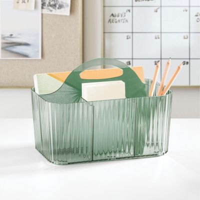 4-Section Fluted Storage Caddy Organizer with Handle - Sand Brown