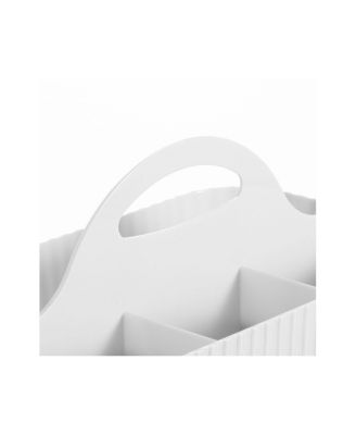 4-Section Fluted Storage Caddy Organizer with Handle - Sand Brown