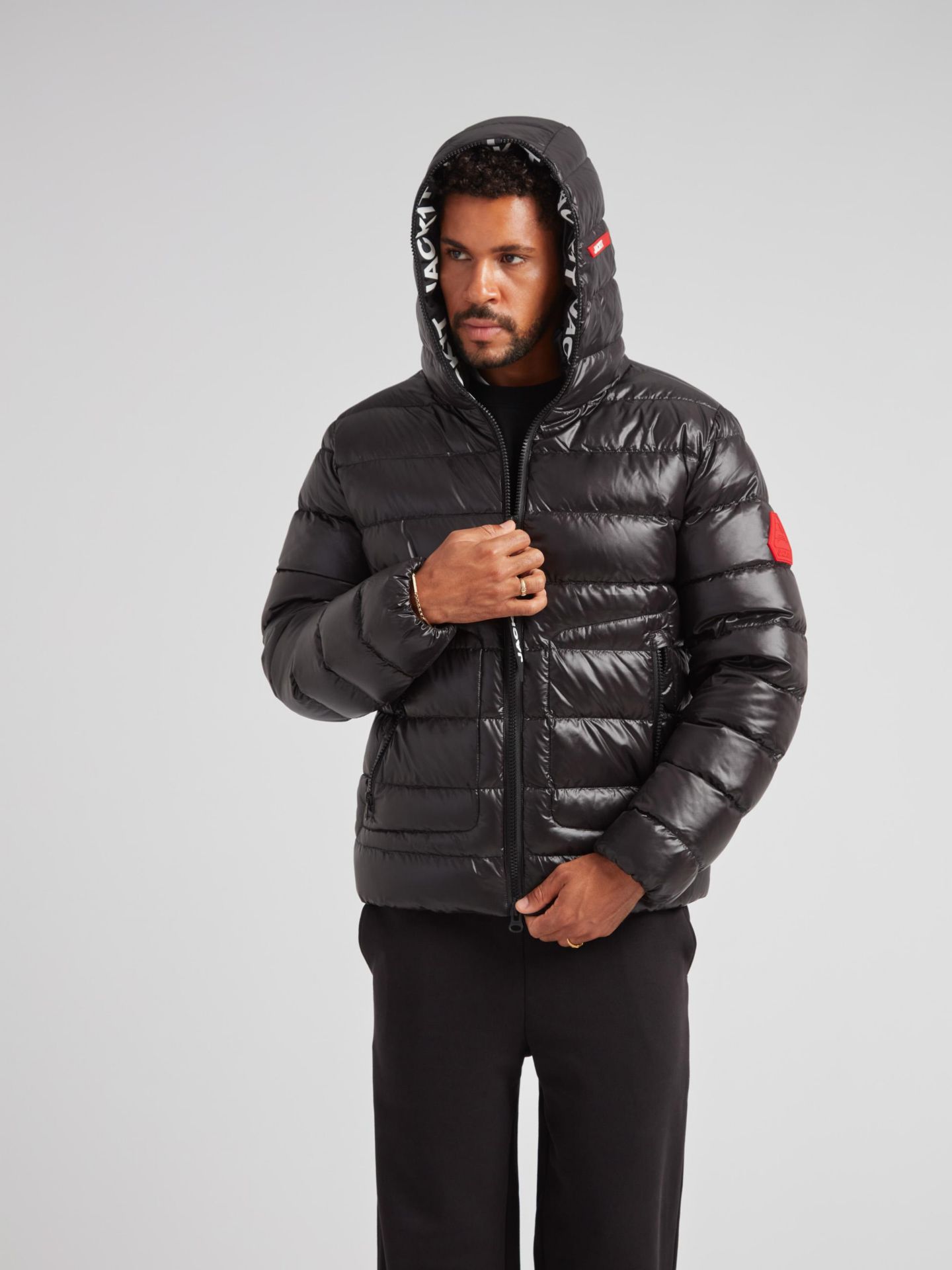 Мужская куртка JACK1T R4D Tramline Hooded Puffer, цвет: Чёрный, вариант 1 — фото 8