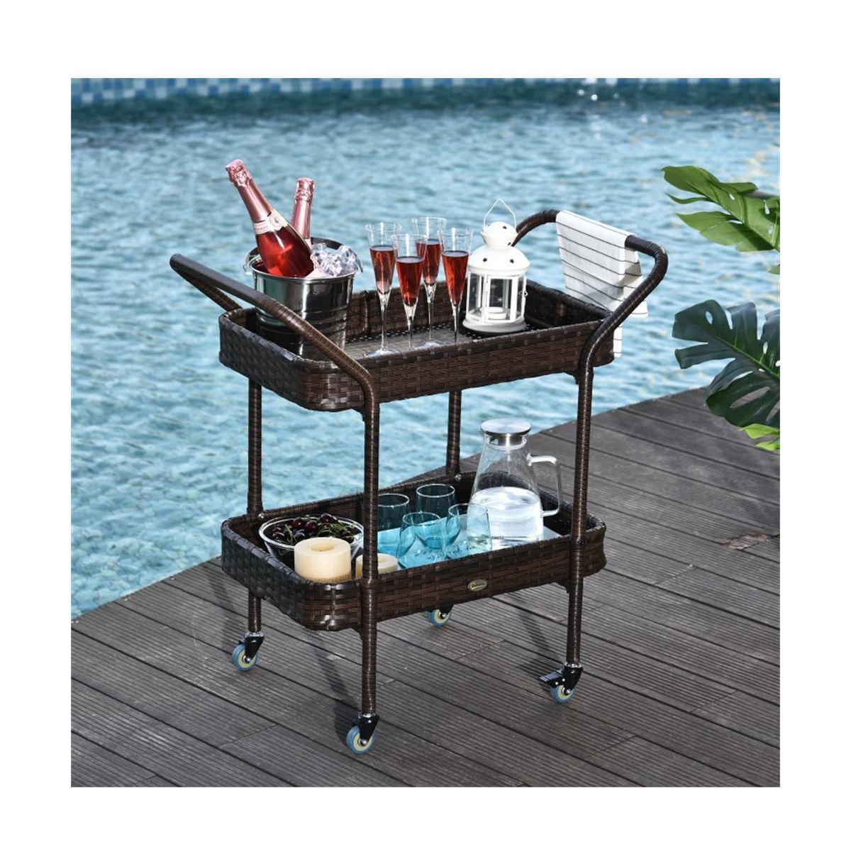 Slickblue Portable Outdoor Grill Cart with Prep Space and Storage