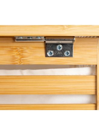 Bamboo and Cotton Double Laundry Sorter with Lid and Removable Cotton Bags