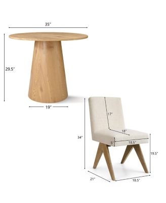 3-Piece Round Dining Table Set for 2, Small Kitchen Table with Rubberwood Legs and Upholstered Chairs for Apartment or Nook