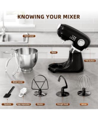 Stand Mixer, 12 Speeds Tilt-Head Electric Commercial Stand Mixer, 3-In-1 Kitchen Mixer with Bowl, Dough Hook, Whisk and Beater