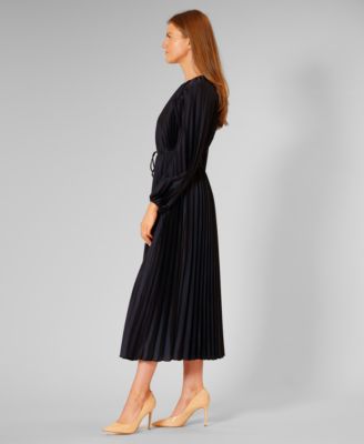 Women's Pleated Long-Sleeve Dress
