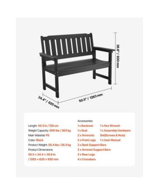 800 lbs Weight Limit Durable Outdoor Plastic Bench