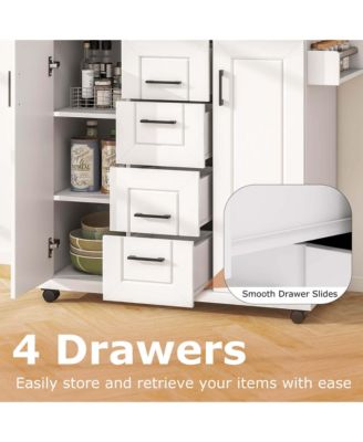 Rolling Kitchen Island Cart on Wheels Mobile Serving Utility Trolley Cart