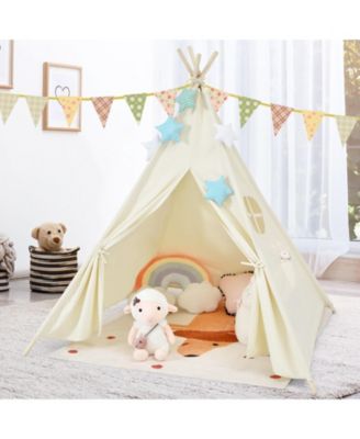 Kids Teepee Play Tent with Wooden Poles & Window