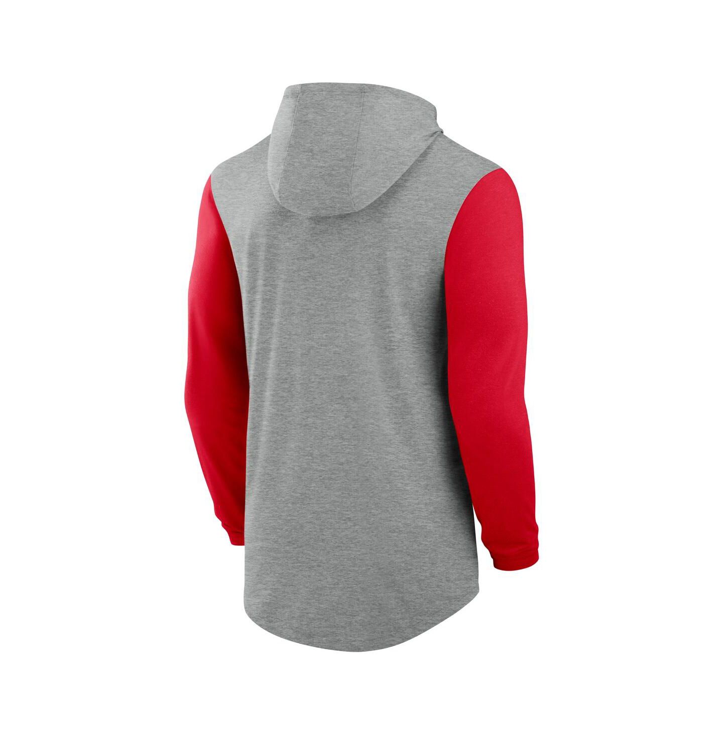 Мужское худи Nike Gray/Red Georgia Bulldogs Basketball Color-Block Tri-Blend Dri-FIT Long Sleeve T-Shirt — фото 2
