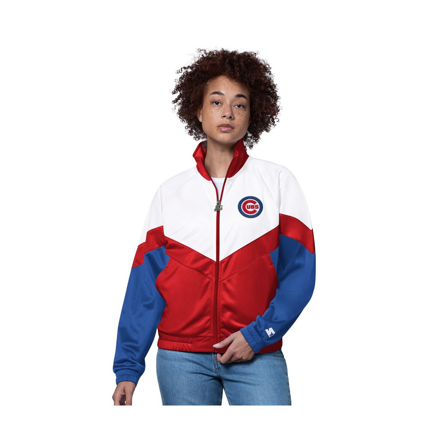 Женская куртка Starter White/Red Chicago Cubs Teamwork Raglan Full-Zip Track Jacket — фото 1