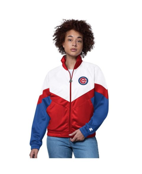 Женские куртки Starter Women's White/Red Chicago Cubs Teamwork Raglan Full-Zip Track Jacket
