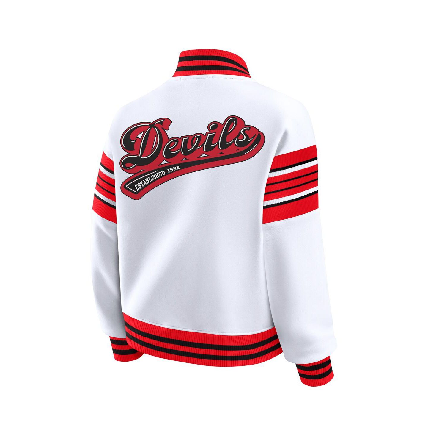Женская куртка WEAR by Erin Andrews White/Red New Jersey Devils Full-Snap Fleece Sweatshirt — фото 2