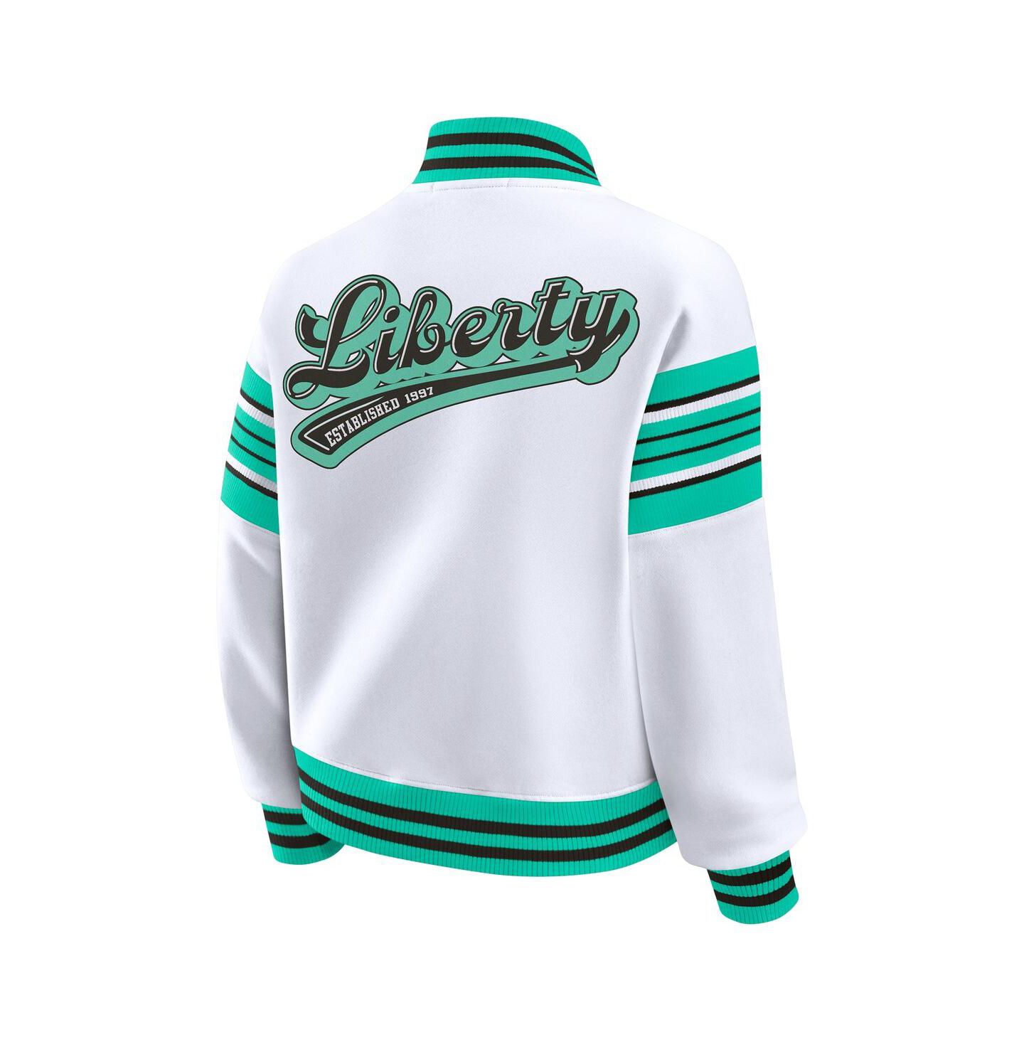 Женская куртка WEAR by Erin Andrews White/Mint WNBA Full-Snap Fleece Sweatshirt — фото 2