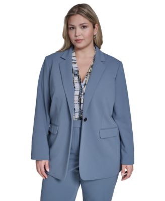 Plus Size Scuba Crepe Notch Collar Jacket