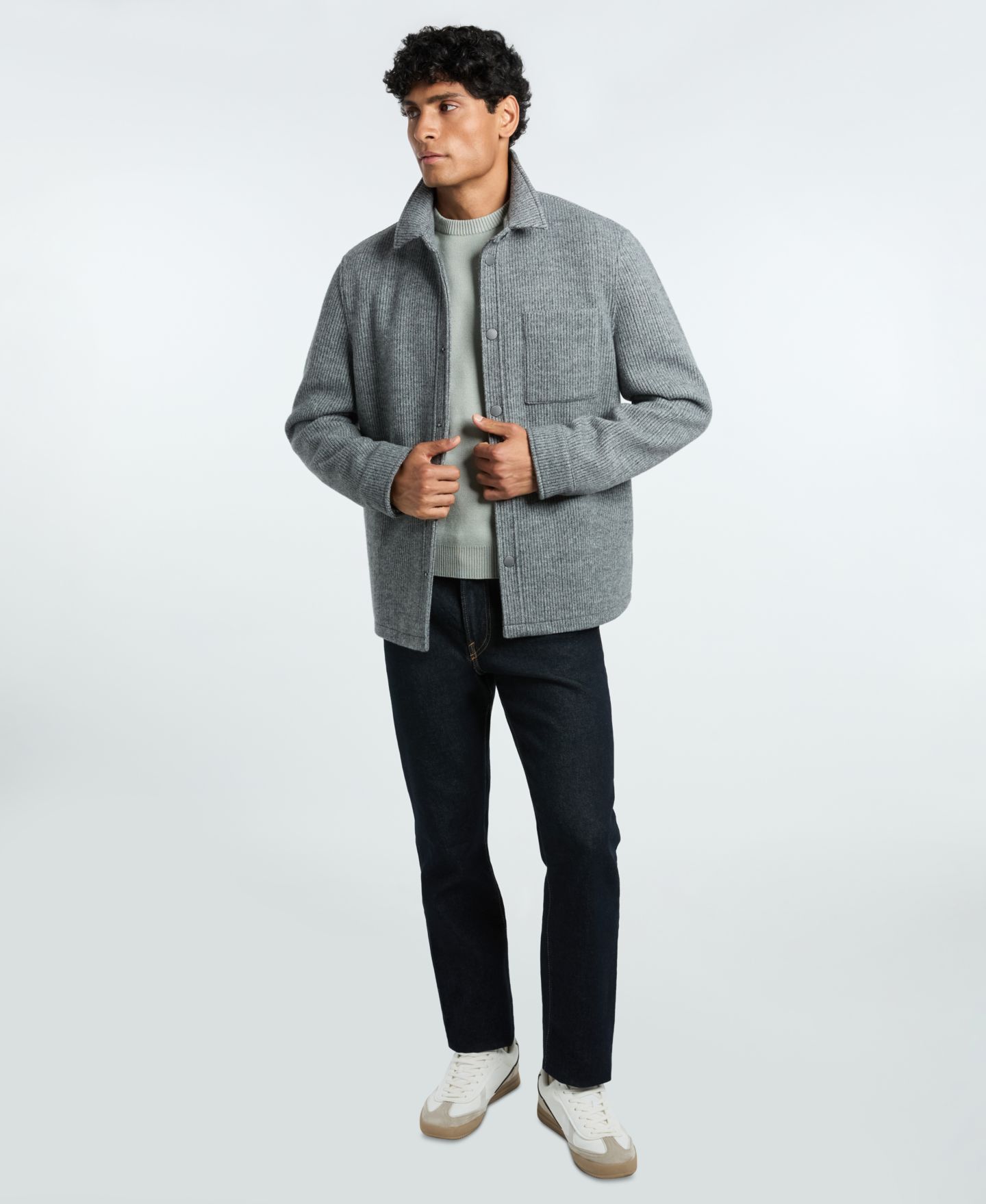 Мужская куртка Ted by Ted Baker Fully Lined Knit Shirt Jacket, цвет: Серый — фото 2