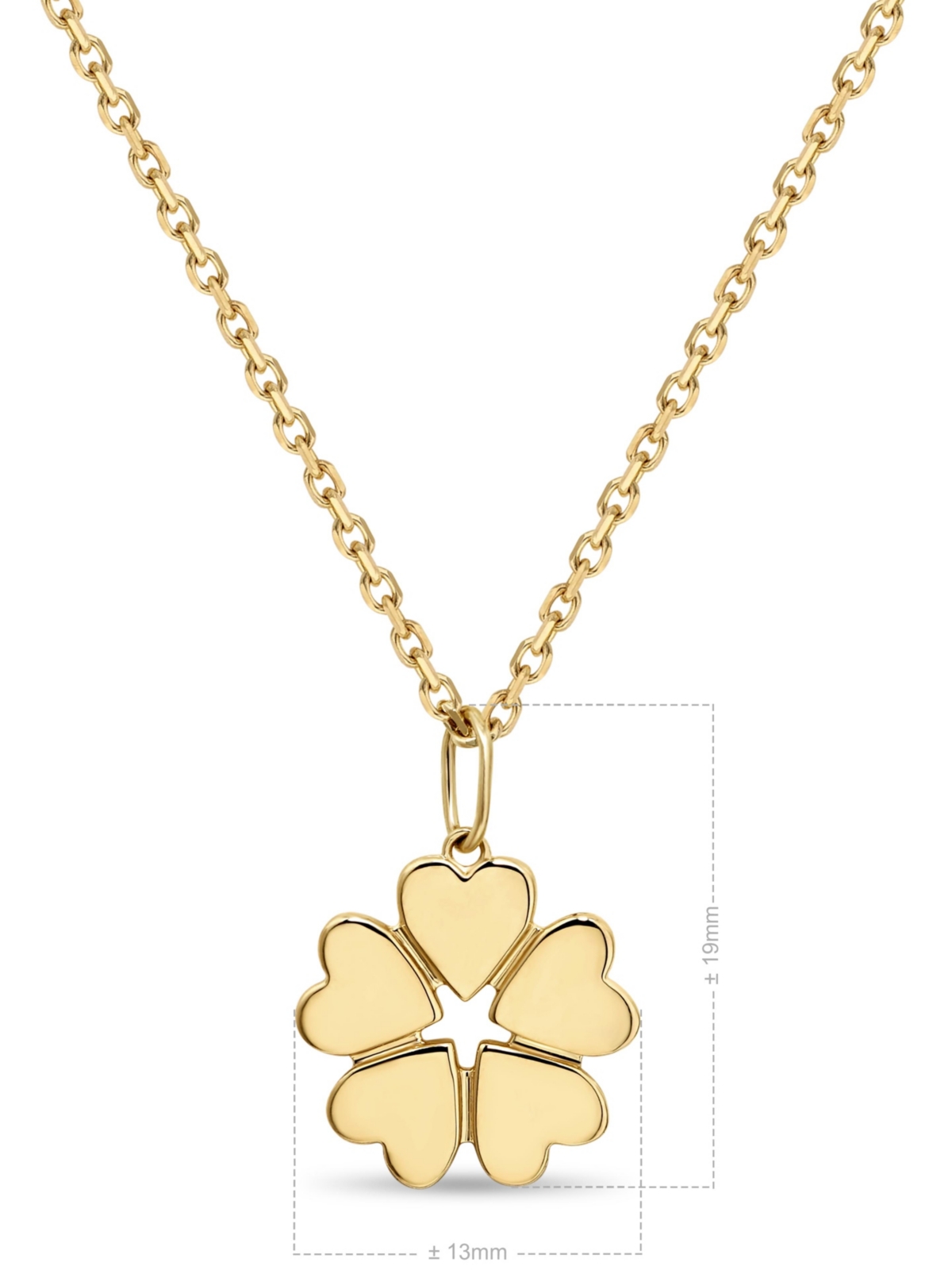 Devata Clover Heart Pendant Necklace – 14K Gold, Adjustable 16–18 in