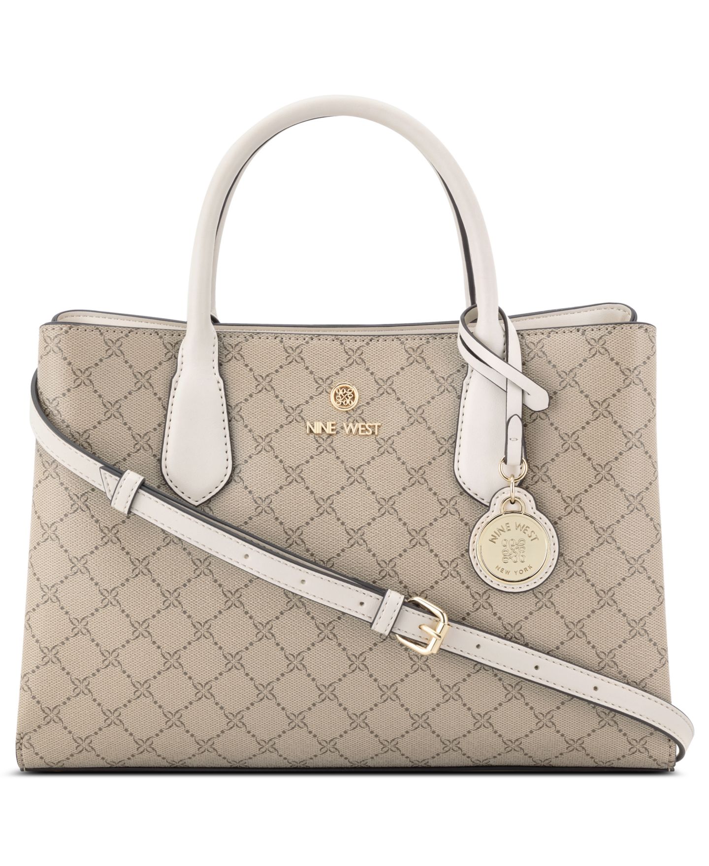 Женская сумка Nine West Kyrie Triple Compartment Satchel, цвет: Бежевый молочный — фото 1