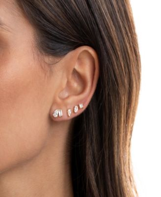 Cubic Zirconia Teardrop X Baguette Stud Earring