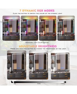 RGB Lighted Vanity Set with Mirror & Wireless Charging Station
