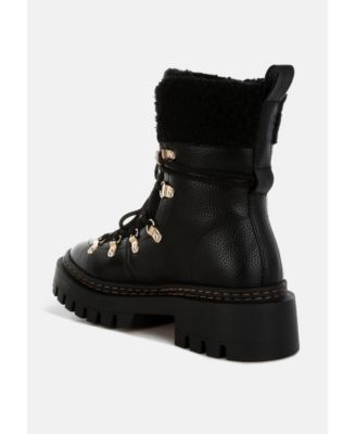 Womens Omul Fleece & Faux Leather Boots