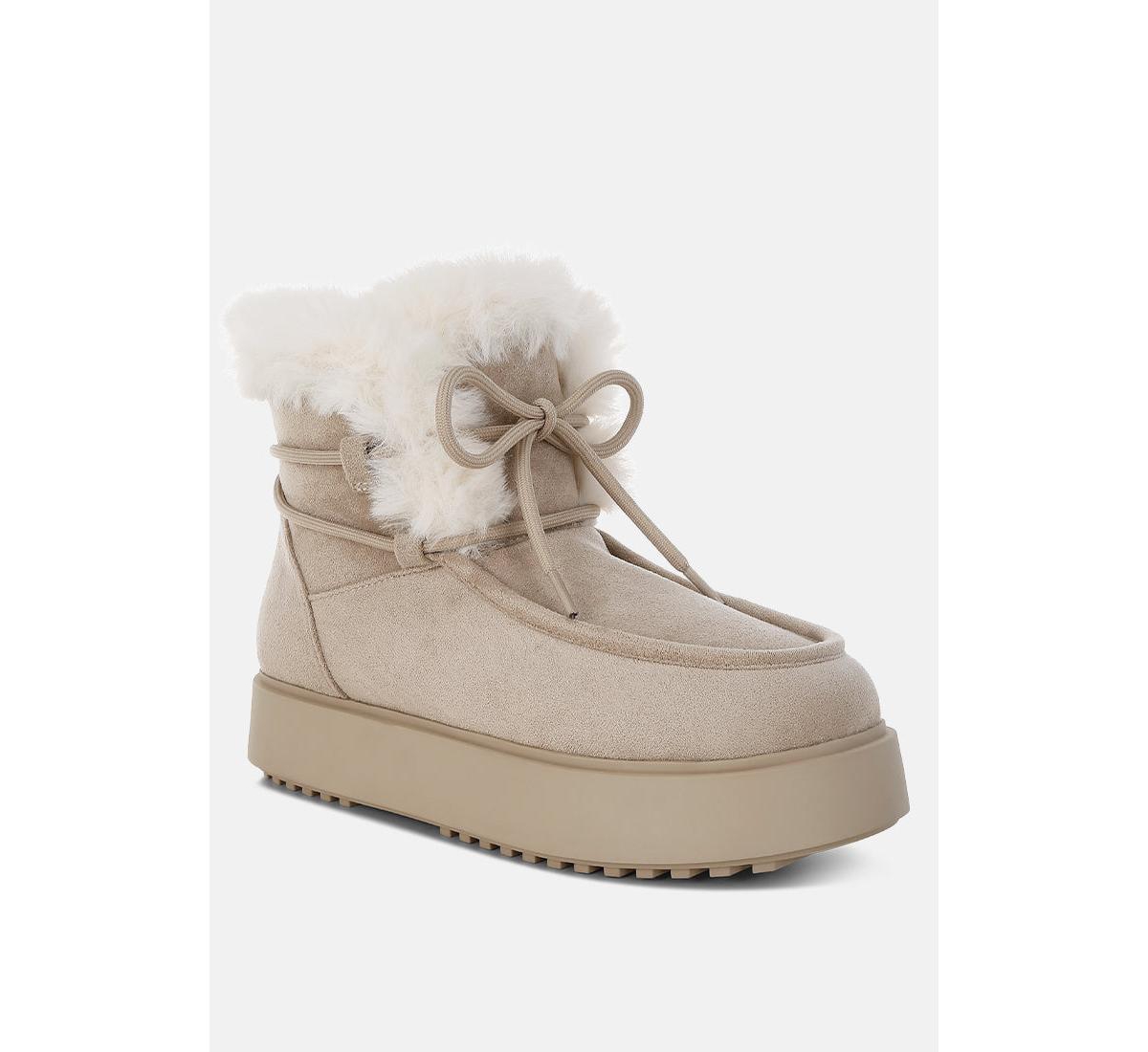 Bunting Faux Fur Collar Flatform Boots