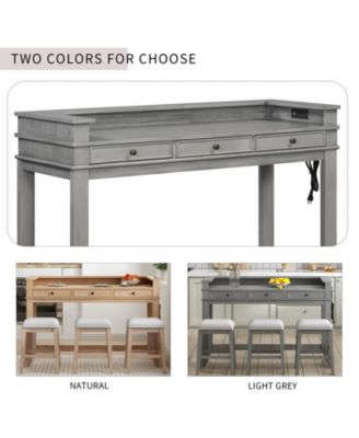 TREXM 4-Piece Retro Dining Set with Kitchen Table 3 Chairs and 3 Storage Drawers