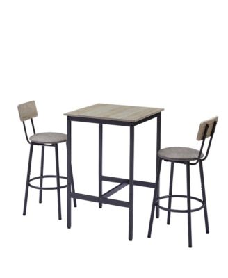 Bar Table Set with 2 Cushioned Backrest Stools, 23.62'' W x 23.62'' D x 35.43'' H