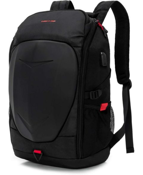 Рюкзак BATFOX Hardshell 7 Inch Laptop, Armored with USB Port & Rain Cover for Motorcycle, Outdoor, Racing - Waterproof, Matte Black, цвет: Чёрный