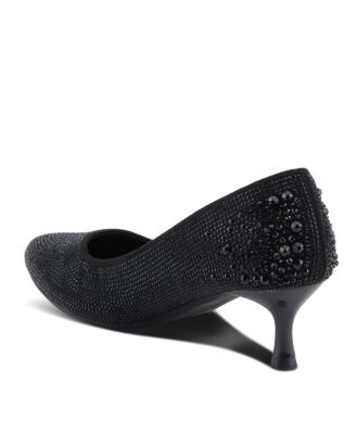 Tyanna Women's Kitten Heel Pump Textile Upper With Crystal Details