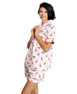 Women's ganic Cotton Poplin Button Down Short Sleeve Pajama Set