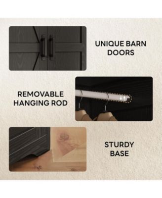 Black Armoire Wardrobe Closet 70 Inches with Mirror, 2 Doors, Drawer, and Shelves