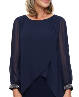 Petite Boat Neck Shirt Overlay Sheath Dress