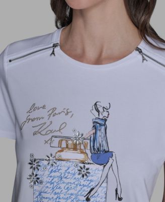 Women's Short-Sleeve Girl Perfume Bottle Printed T-Shirt
