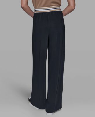 Women's Striped Wide Leg Pull-On Pants