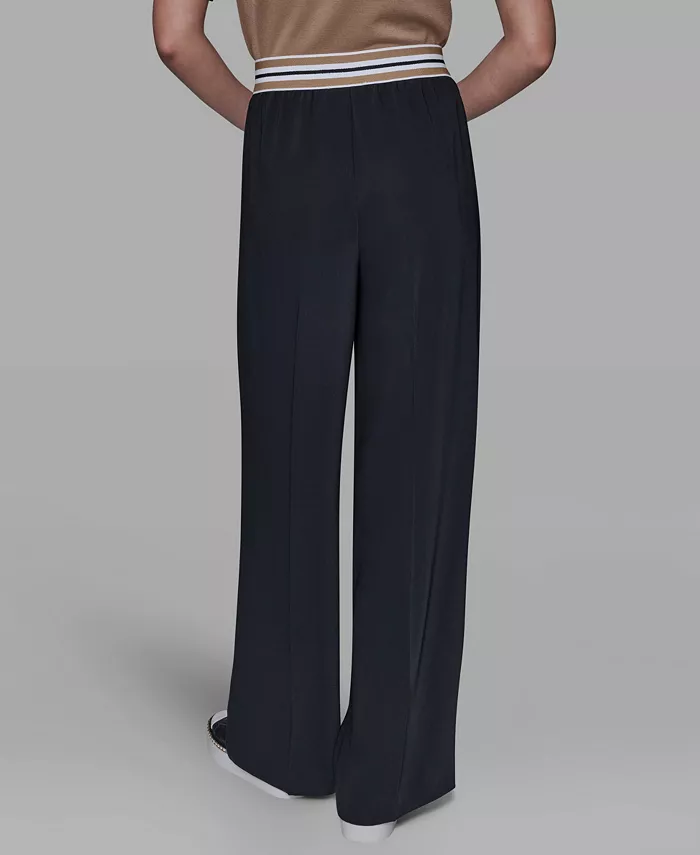 Women's Striped Wide Leg Pull-On Pants - thumbnail 6