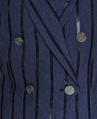 Women's One-Button Sequin Stripe Jacket