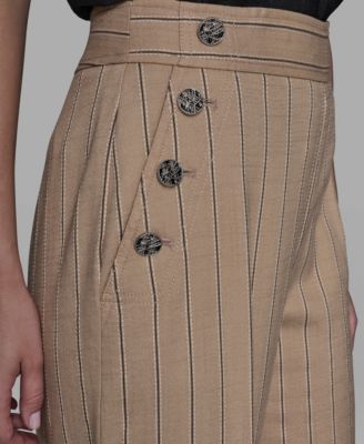 Women's Mid Rise Striped Straight Leg Pants