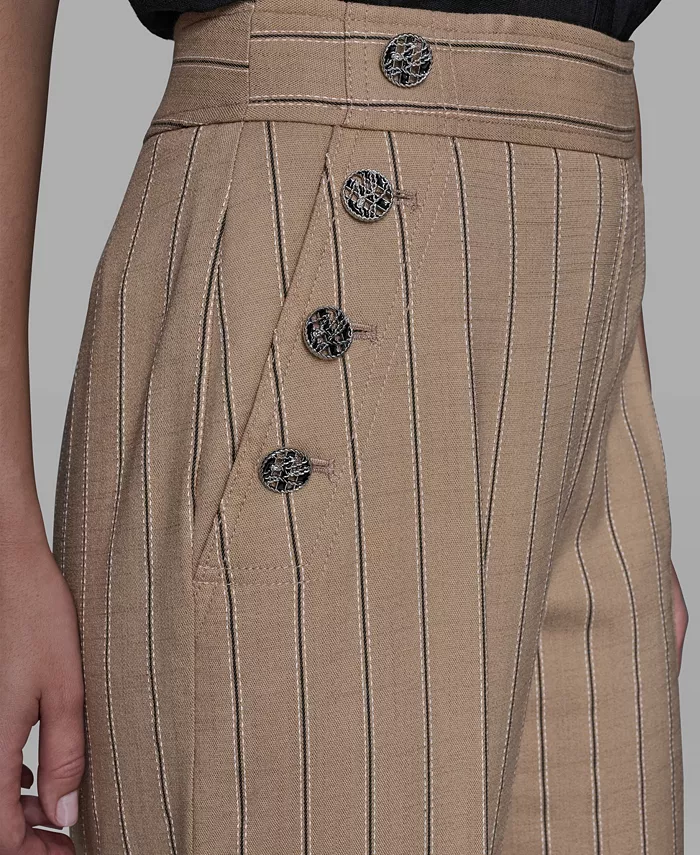 Women's Mid Rise Striped Straight Leg Pants - thumbnail 4