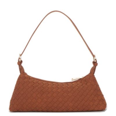 Woven Suede Baguette Bag with Crossbody Strap