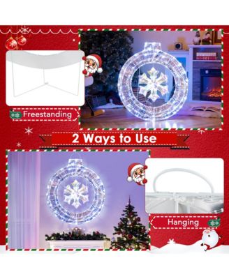 33" Lighted Ornament Pre-Lit Christmas Wreath with 128 Cold White LED Lights