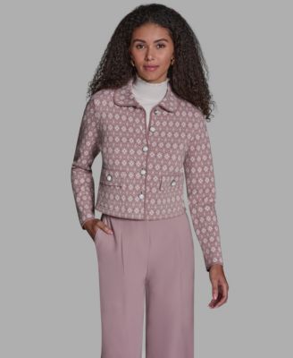 Women's Printed Long-Sleeve Sweater Knit Jacket